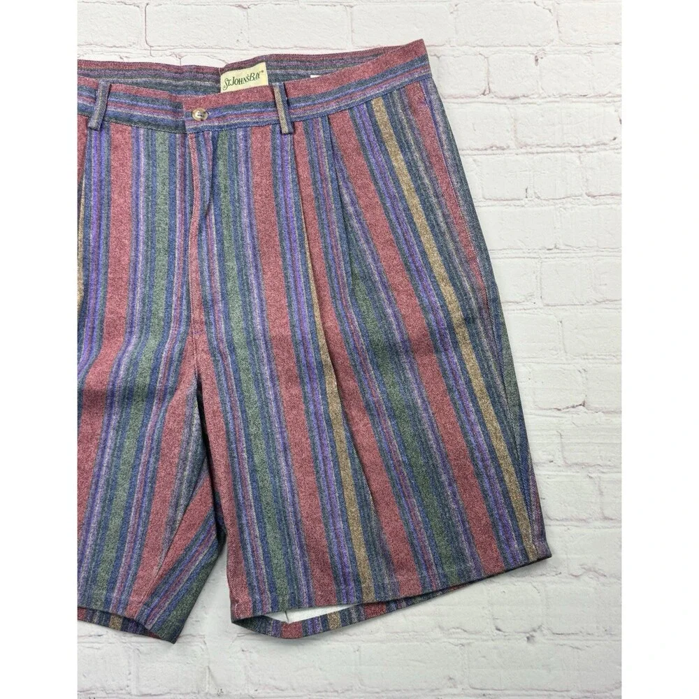 Vintage 90s St. John's Bay Pleated Shorts Mens 36 Striped Southwestern Dad Core